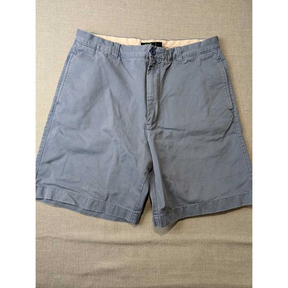 J.Crew Chino Shorts Mens 35 Blue 100% Cotton Classic Fit‎ Flat Front 67140